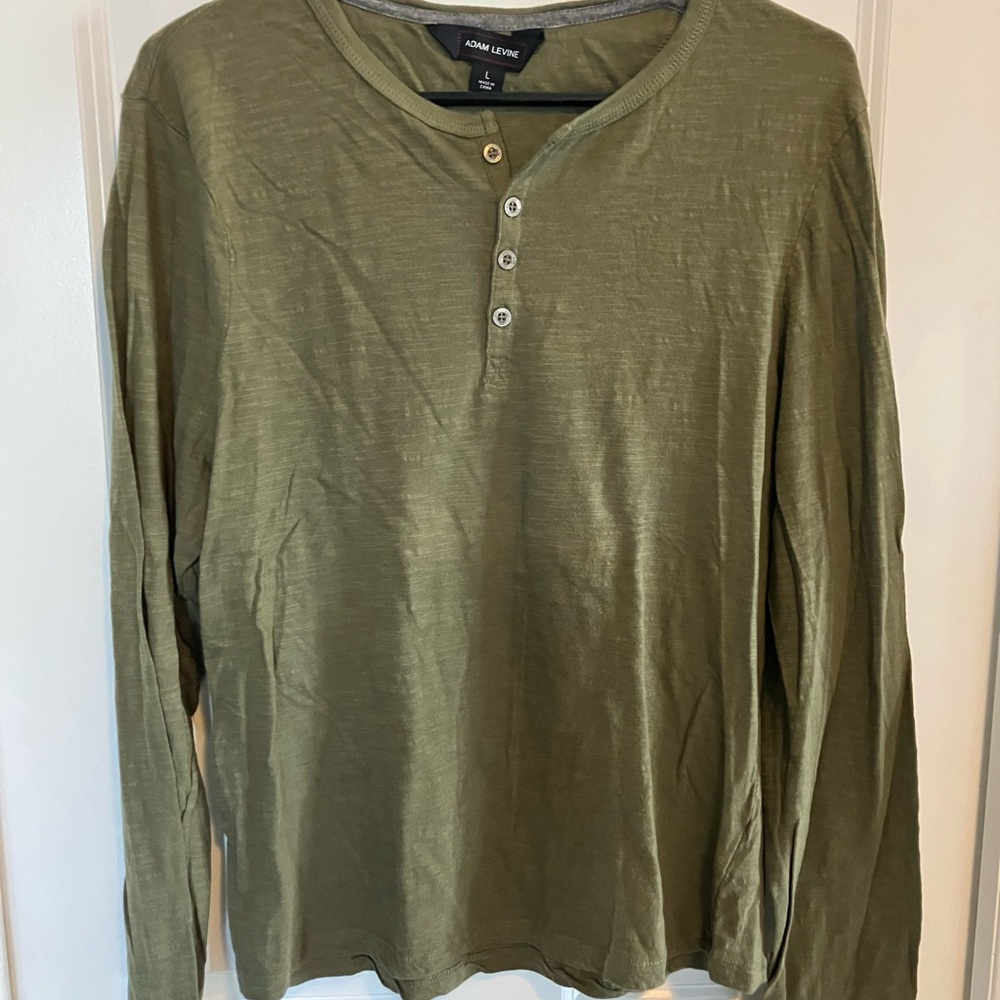 Adam Levine Collection Men's Olive Green Henley Shirt